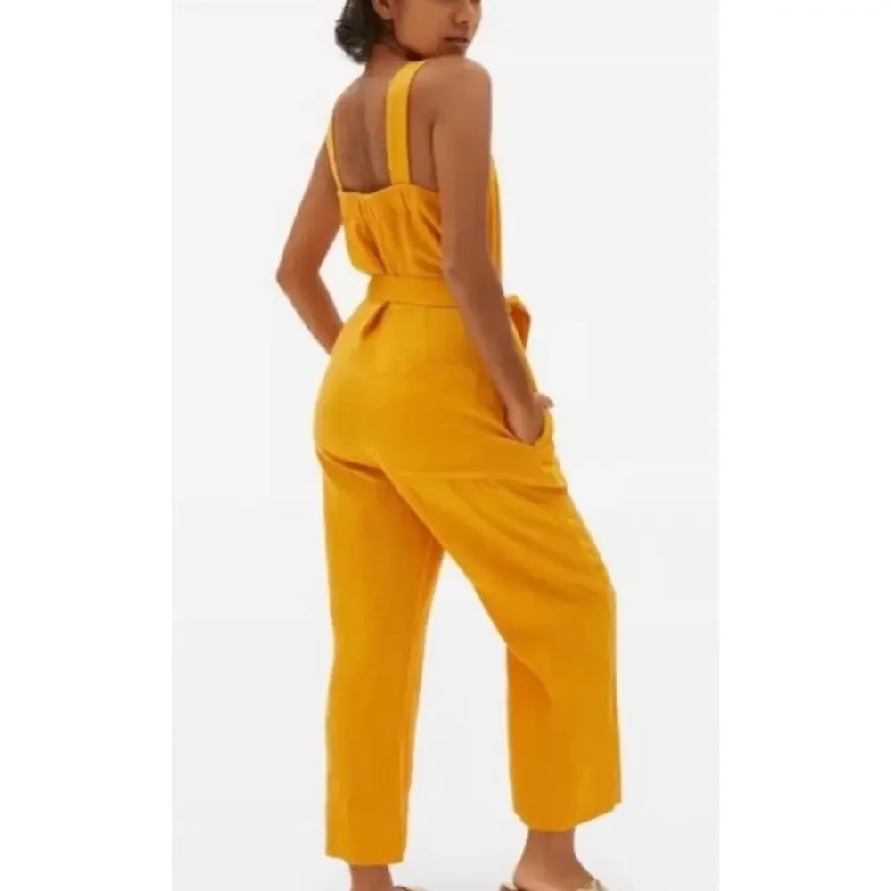 Everlane The Linen Square-Neck Jumpsuit Marigold Yellow Size 12